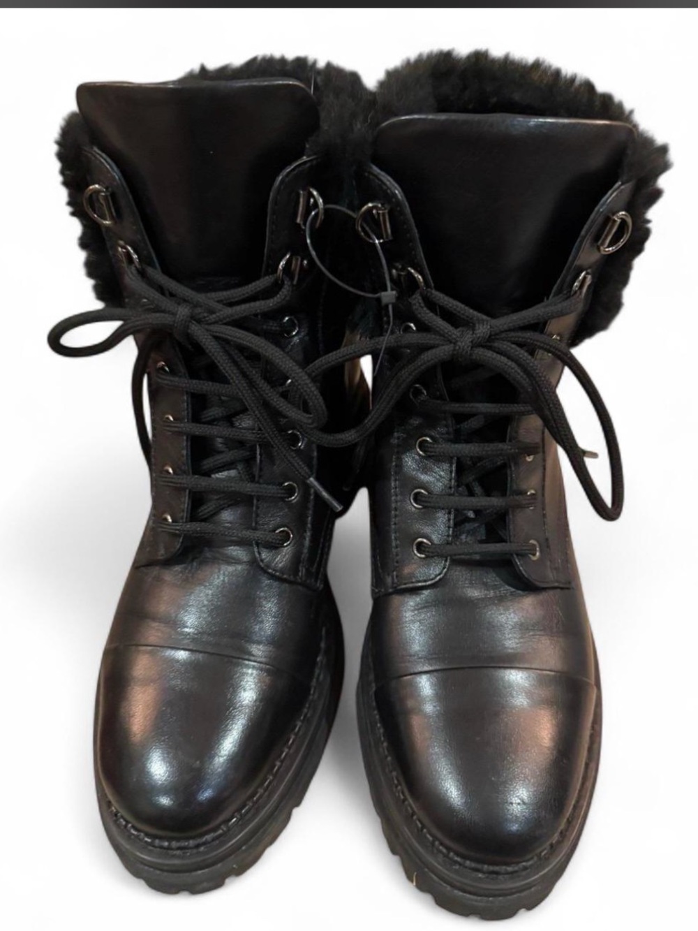 Italian leather Napoleoni boots with faux fur new size 38